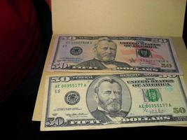 bankbiljet van 50 vijftig dollars Bill bankbiljet serie 1993 met de portret van president ulysses s. studiebeurs, oud Amerikaans geld bankbiljet, wijnoogst retro, Verenigde staten van Amerika. foto