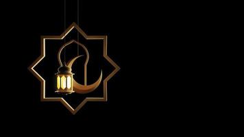 Islamitisch thema illustratie met lantaarn, maan, en poort. 3d geven foto