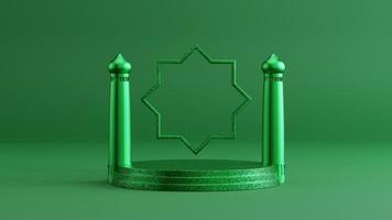 minimalistische Islamitisch podium Scherm met groen monochroom kleur. 3d geven foto