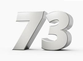 zilver 3d getallen 73 zeventig drie . geïsoleerd wit achtergrond 3d illustratie foto