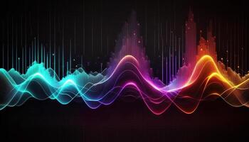 een abstract vertegenwoordiging van geluid golven en muziek- frequenties. generatief ai foto