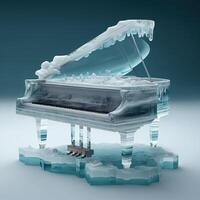 illustratie piano gemaakt van ijs gemaakt met generatief ai foto