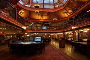 luxe casino interieur met spelen tafels. het gokken verslaving. gemaakt met generatief ai foto