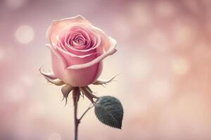 roze roos licht bokeh Aan achtergrond. illustratie ai generatief foto