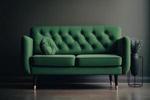 groen sofa in modern interieur ontwerp. illustratie generatief ai foto