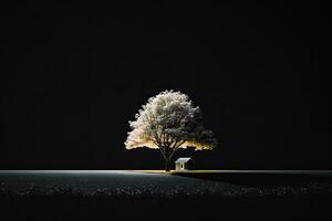 rustig landschap met verlichting pijler en natuur. illustratie ai generatief foto