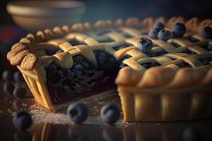 feestelijk heerlijk bosbes taart. illustratie ai generatief foto