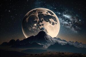 groot maan in nacht lucht. illustratie ai generatief foto
