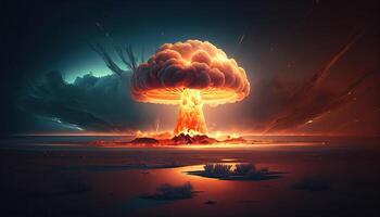 nucleair bom explosie. nucleair wapen illustratie generatief ai foto