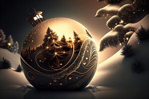nieuw jaar en vrolijk Kerstmis vakantie winter achtergrond. Kerstmis decoraties, backdrop met kopiëren ruimte, generatief ai foto