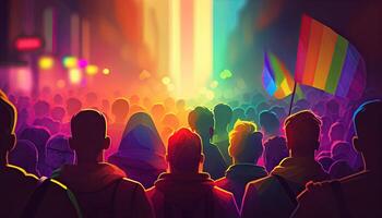 lgbt gemeenschap trots achtergrond illustratie, regenboog vlag kleuren. generatief ai foto