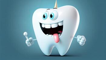 schattig tand karakter ontwerp. tanden stomatologie illustratie, generatief ai foto