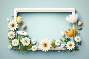 schattig voorjaar bloem grens kader. illustratie ai generatief foto