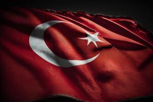 rood golvend Turks vlag. illustratie ai generatief foto