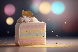 smakelijk kinderen verjaardag taart. illustratie ai generatief foto
