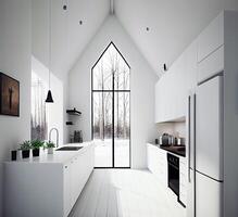modern minimalistische keuken interieur ontwerp. generatief ai foto