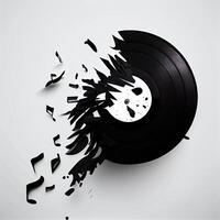 zwart muziek- aantekeningen tekens vliegend uit van een gebroken muziek- rec. illustratie generatief ai foto