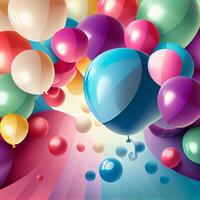levendig gelukkig verjaardag kleurrijk achtergrond met ballonnen. generatief ai foto