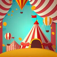 circus tent. tekenfilm uitnodiging. illustratie generatief ai foto