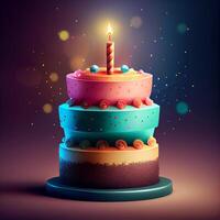 verjaardag taart met kaarsen. illustratie generatief ai foto