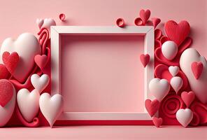 roze valentijnsdag dag groet kaart liefde achtergrond. illustratie generatief ai foto