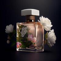 kleurrijk geurig parfum in bloemen. illustratie generatief ai foto