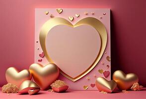 roze valentijnsdag dag groet kaart liefde achtergrond. illustratie generatief ai foto