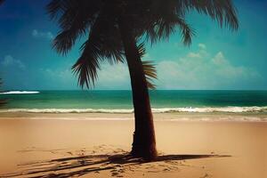 illustratie van een palm boom Aan de strand foto