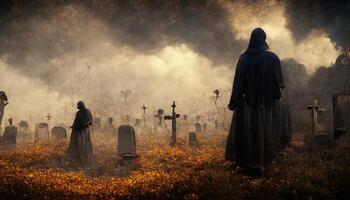 illustratie van dood in een begraafplaats foto