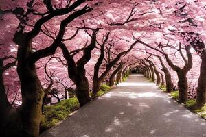 illustratie van een sakura tunnel in Japan foto