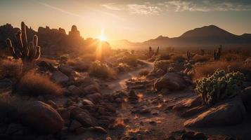 zonsondergang in Joshua boom nationaal park, Californië, Verenigde staten foto