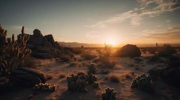 zonsondergang in Joshua boom nationaal park, Californië, Verenigde staten foto