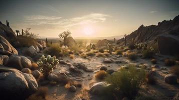 zonsondergang in Joshua boom nationaal park, Californië, Verenigde staten foto