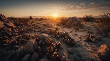 zonsondergang in Joshua boom nationaal park, Californië, Verenigde staten foto