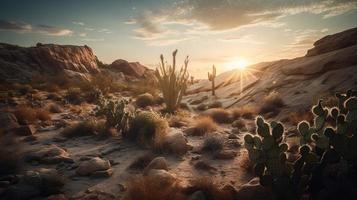 zonsondergang in Joshua boom nationaal park, Californië, Verenigde staten foto