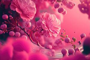 abstract helder wazig achtergrond met sakura bloemen, generatief ai. foto