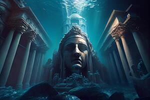 onderwater- oceaan zee denkbeeldig fantasie wereld ai gegenereerd digitaal illustratie foto