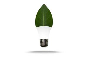 een blad vertegenwoordigen een licht lamp groen energie foto