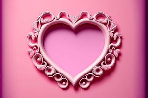 roze harten gevormde Aan roze achtergrond, Valentijnsdag dag. generatief ai foto
