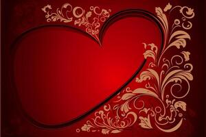 gevormde rood harten Aan rood achtergrond Valentijnsdag dag. generatief ai foto
