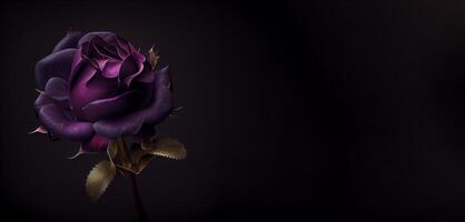 donker Purper roos bloem in zwart achtergrond ai gegenereerd foto