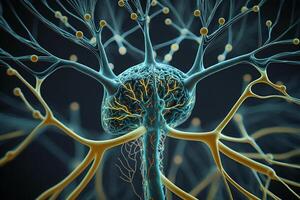 de hersenen ingewikkeld netwerk van neuronen en synapsen generatief ai foto