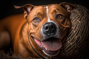 gelukkig mooi hond huisdier ras Amerikaans Staffordshire terriër illustratie generatief ai foto