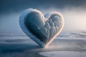 bevroren ijs hart winter symbool liefde generatief ai foto