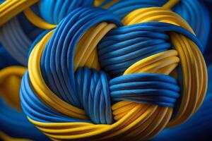 blauw en geel touwen oekraïens kleur achtergrond generatief ai foto