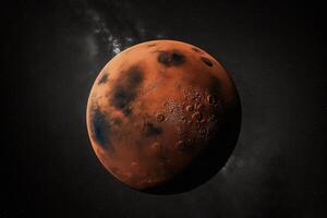 rood planeet Mars in ruimte generatief ai foto