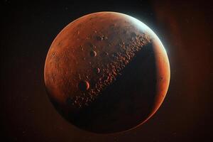 rood planeet Mars in ruimte generatief ai foto