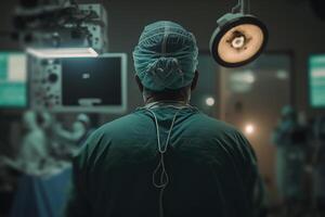 chirurg staand in operatie terug visie generatief ai foto