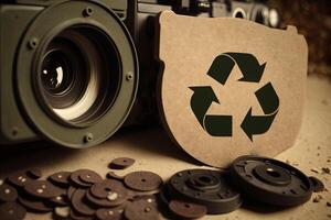 camera's gemaakt van gerecycled materialen. generatief ai foto