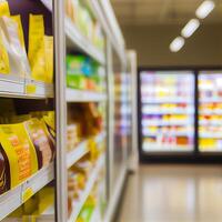 realistisch vervagen achtergrond van op te slaan, afdeling op te slaan, supermarkt of kruidenier op te slaan - ai gegenereerd beeld foto